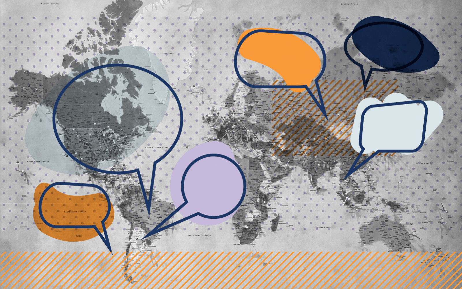 Story bubbles on world map