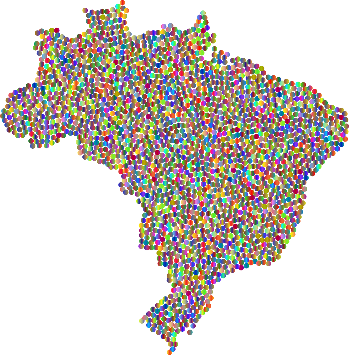 Mapa do Brasil em grafismo de pontilhismo