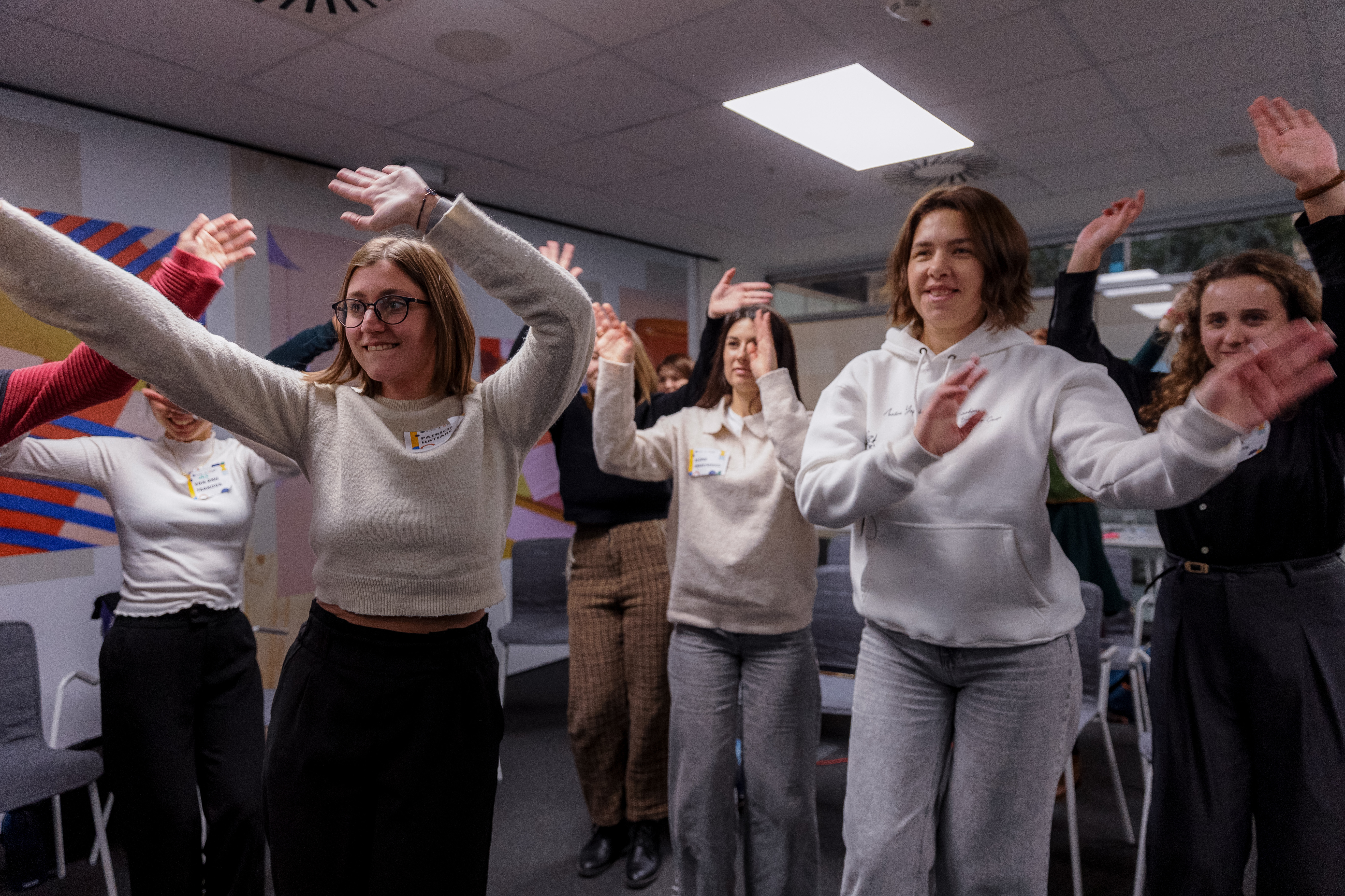 a group of young people dancing