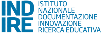 Logo for INDIRE, Partner of Ashoka Italy. Giant bold blue letters to the left saying "INDIRE". Smaller unbolded words to the right saying "Istituto Nazionale Documentazione Innovazione Ricerca Educativa