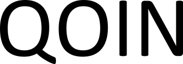 QOIN Foundation Logo, Romania Partner; Big capital bold letters in black font: QOIN