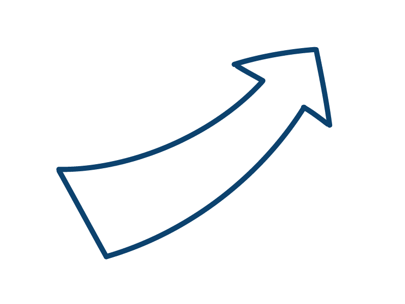 Diseño de una flecha curvada apuntando hacia arriba gradualmente