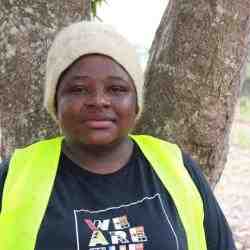 Image subject of female with headwarmer looking at the camera