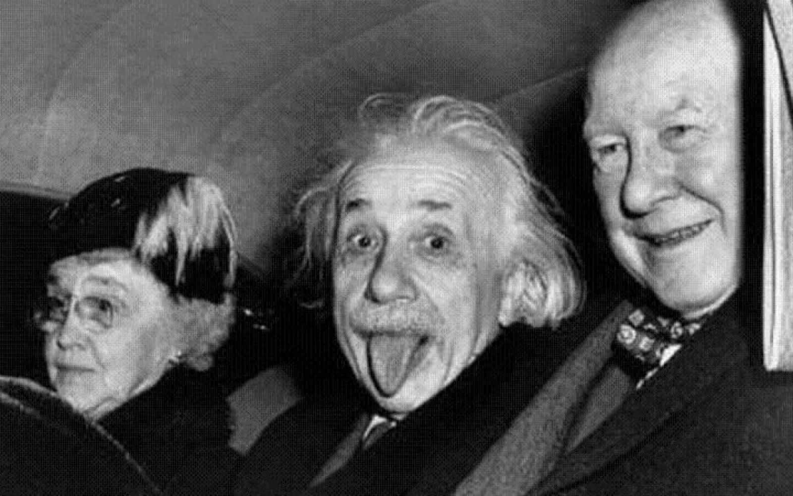 Albert Einstein showing tongue