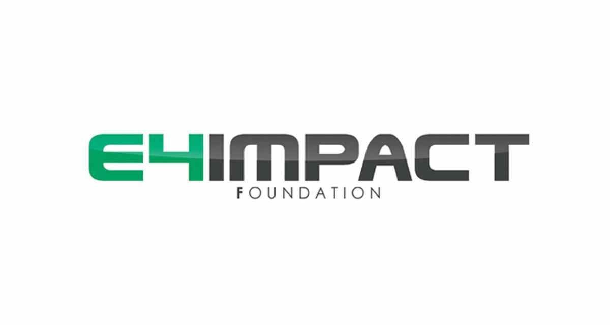 E4impactFB Logo, Partner of Ashoka Italy (Italia); E4 in bold green next to Impact in Black; below it in small letters "Foundation"