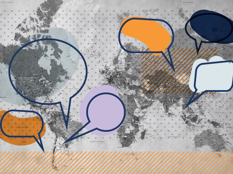 Story bubbles on world map